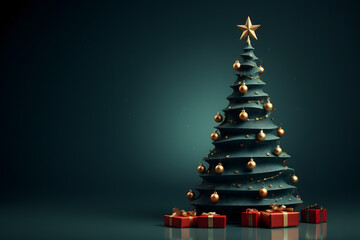 christmas tree decorations, santa claus with gifts, snowman in the snow, christmas gift boxes