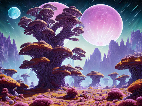 Amazing landscape of alien planet