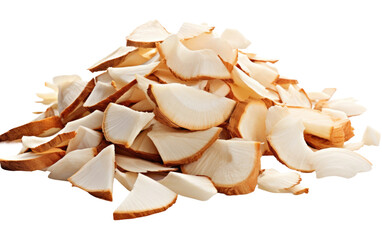 Tasty and Beautiful Coconut Chips on a Clear Surface or PNG Transparent Background.
