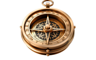 Shinning and Beautiful Compass on a Clear Surface or PNG Transparent Background.