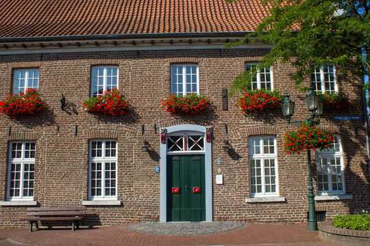 Street in German small town, Kerken, Germany