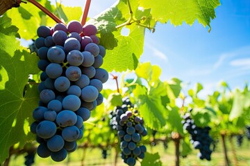 Naklejka premium Closeup Of Grapes Growing In Vineyard.