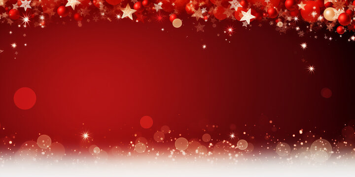 Red colored. Christmas banner illustration, empty blank with copy space