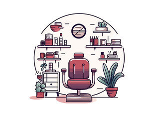 Doodle Saloon, cartoon sticker, sketch, vector, Illustration, minimalistic