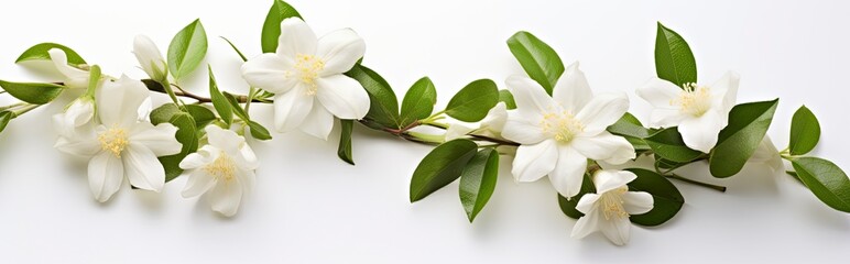 Fototapeta premium Jasmine flowers on white surface.