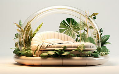 Air bubble plant creative decorative bed,created with Generative AI tecnology.