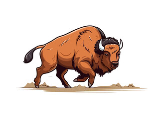 Doodle Bison in motion, cartoon sticker, sketch, vector, Illustration, minimalistic © Samantha