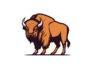Doodle Bison with Oklahoma flag, cartoon sticker, sketch, vector, Illustration, minimalistic © Samantha