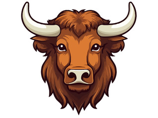 Doodle Bison with horns, cartoon sticker, sketch, vector, Illustration, minimalistic