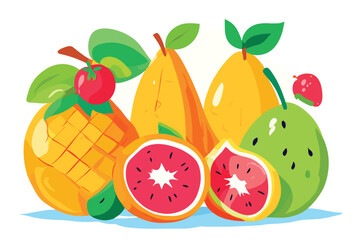 Set of colorful organic nutritious fruits vector illustration