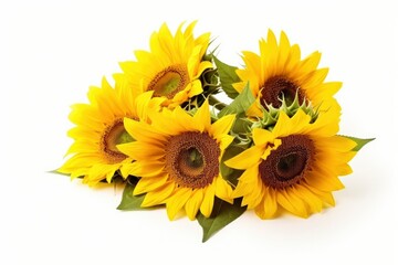 Sunflowers isolated on white background.