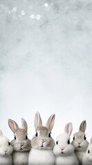 Fototapeta premium Textured background surrounded by cute bunnies, background image, vertical format, generative AI