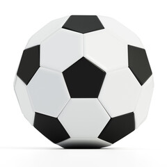 Fototapeta premium Low-poly stylized soccer ball isolated on white background. 3D illustration