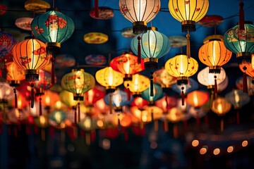 Colorful festival lanterns during the Chinese traditional holiday season.