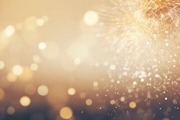 Gold Vintage Fireworks and bokeh on New Year's Eve and copy space.