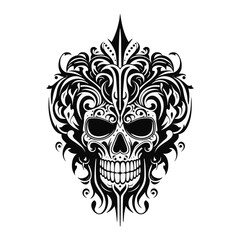 Artistic vector of a skull illustration. Suitable for tattoo, design, and logo.