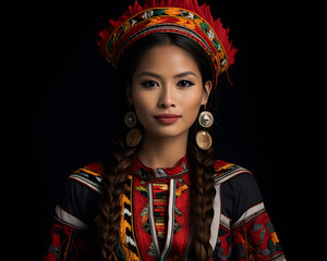 Beautiful portrait of North east Indian woman in traditional dress. traditional. Generative AI
