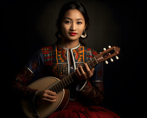 Beautiful portrait of North east Indian woman in traditional dress. traditional. Generative AI