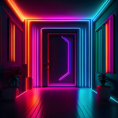 3d render of a room with lights