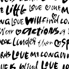 Grunge Dry Brush Lettering Seamless Pattern. Motivation Poster