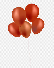 Orange Balloons isolated on transparent background. Vector illustration.
