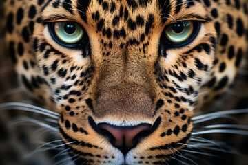 Close-up of a leopard, a predator in the open field.