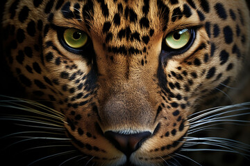 Close-up of a leopard, a predator in the open field.