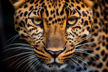 Close-up of a leopard, a predator in the open field.