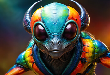 Alien insect with big eyes. Generative AI - obrazy, fototapety, plakaty