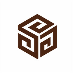 Geometric abstract box logo design with Japanese elements.