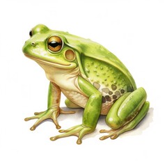 Obraz premium Watercolor green frog on white background.