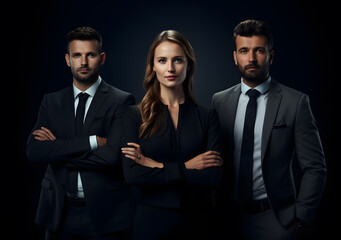 Portrait of Successful woman Team Leader with Staff. Start-up CEO Lawyer Boss in an office. Generative AI