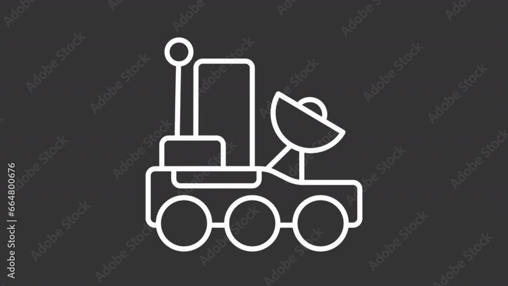 Poster collection of white icon simple animations representing space, hd video with transparent background,