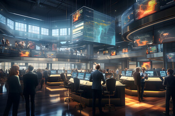 A Busy Trading Floor in a Financial Institution