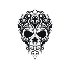 Artistic vector of a skull illustration. Suitable for tattoo, design, and logo.	