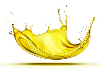 Olive or engine oil splash, cosmetic serum liquid isolated on white background.