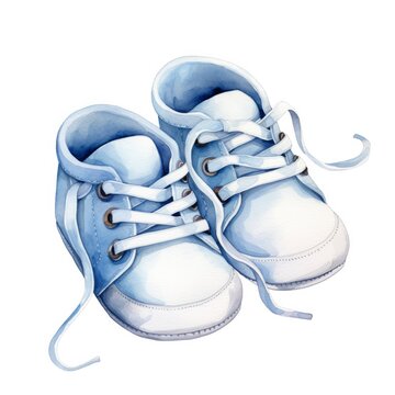 watercolor blue baby shoes clip art preview