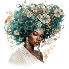 portrait of a person with a wreath of flowers