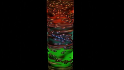 Cyclonic separator. Cyclone separation. Particles, debris separated and captured in cyclonic filter system. Swirling balls and spheres, objects - filtering processing themes.  3d render illustration.