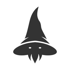 Silhouette of a gnome in witch hat. Vector illustration