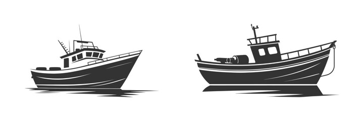 Fishing boat silhouette. Vector illustration