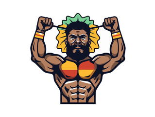 Doodle African strength, cartoon sticker, sketch, vector, Illustration, minimalistic