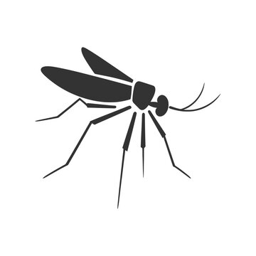 Mosquito silhouette isolated on a white background. Vector illustration