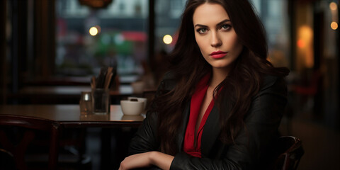 Portrait of an African American woman in cafe