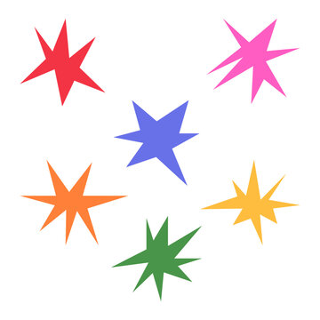 Set featuring images of irregular sharp stars. It includes abstract shapes and star elements with unusual pointed ends.