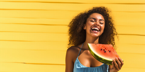 young woman with watermelon - Powered by Adobe