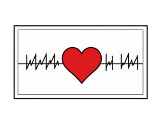 Doodle Heart rhythm monitor, cartoon sticker, sketch, vector, Illustration, minimalistic