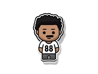 Doodle Mandela prison number 46664, cartoon sticker, sketch, vector, Illustration, minimalistic