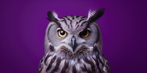 Fototapeta premium Photo In The Owl Studio On A Smooth Colored Background Created Using Artificial Intelligence