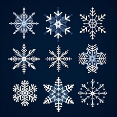 snowflakes set for Christmas design.